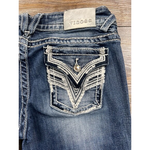 Vigoss The New York Boot Cut Jeans Size 9/10 Flap Back Pockets Distressed - Picture 11 of 16